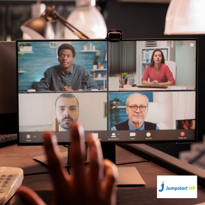 Remote Workers on a meeting screen.